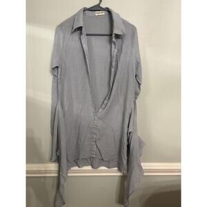 Malibu Bum Striped Tie-Back Blouse | Size Small | Blue White | Flowy